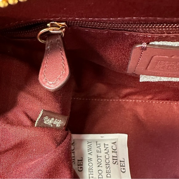 Coach Pebbled Leather Satchel Bag Purse in Rouge Mauve Pink with Gold Hardware - Picture 13 of 16